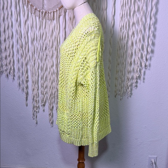 Anthropologie Serenity Open Front Cardigan in Neon Highlighter Yellow size XS/S - Picture 6 of 13